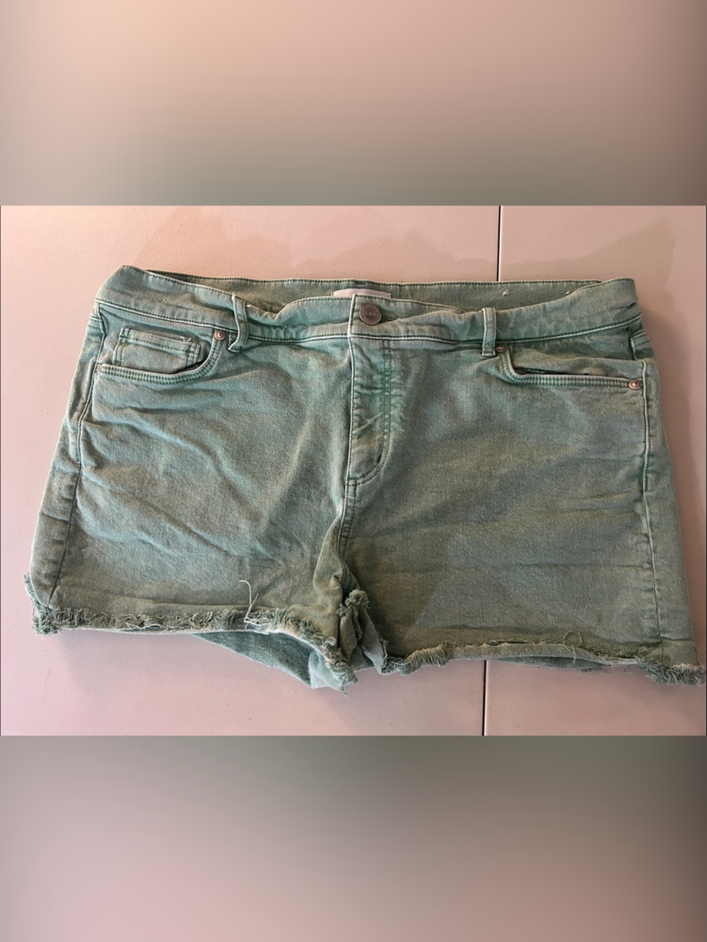 LOFT Seafoam Green Denim Cutoff Shorts
